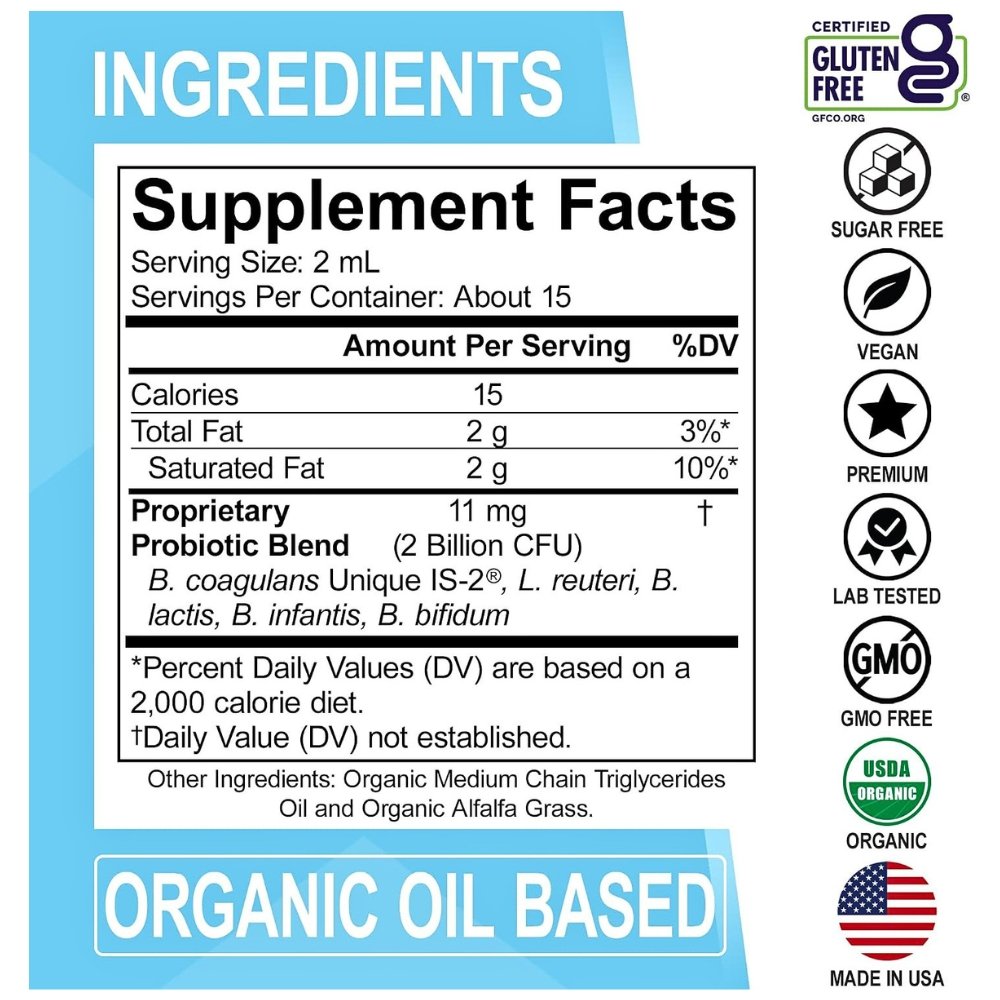 Dr Bo's Organic Probiotic Liquid Drops for kids, Women & Men, 2 Billion CFU. For Digestive Health, Immune Support, Gut Flora Exp: - Image 2