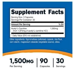 Alternative view of Nutricost Acetyl L-Carnitine 500mg, To Promote Energy Production, Improve Brain Function, Boost Mood & Reduce Tiredness. -  90 Capsules.                                         Exp: