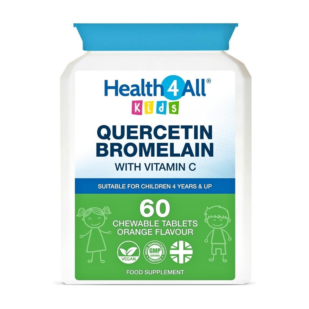 Health4All kids Quercetin With Bromelain, 25mg. For Immune Balance, Allergy Support, 60 Chewable tablets. Exp: 06/2028
