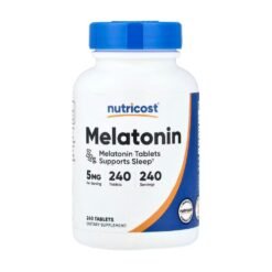 Nutricost Melatonin 5mg, Non Groggy Sleep Aid for Adults.  Fall Asleep Faster & Stay Asleep Longer, Wake Up Refreshed.   240 Tablets                            Exp: