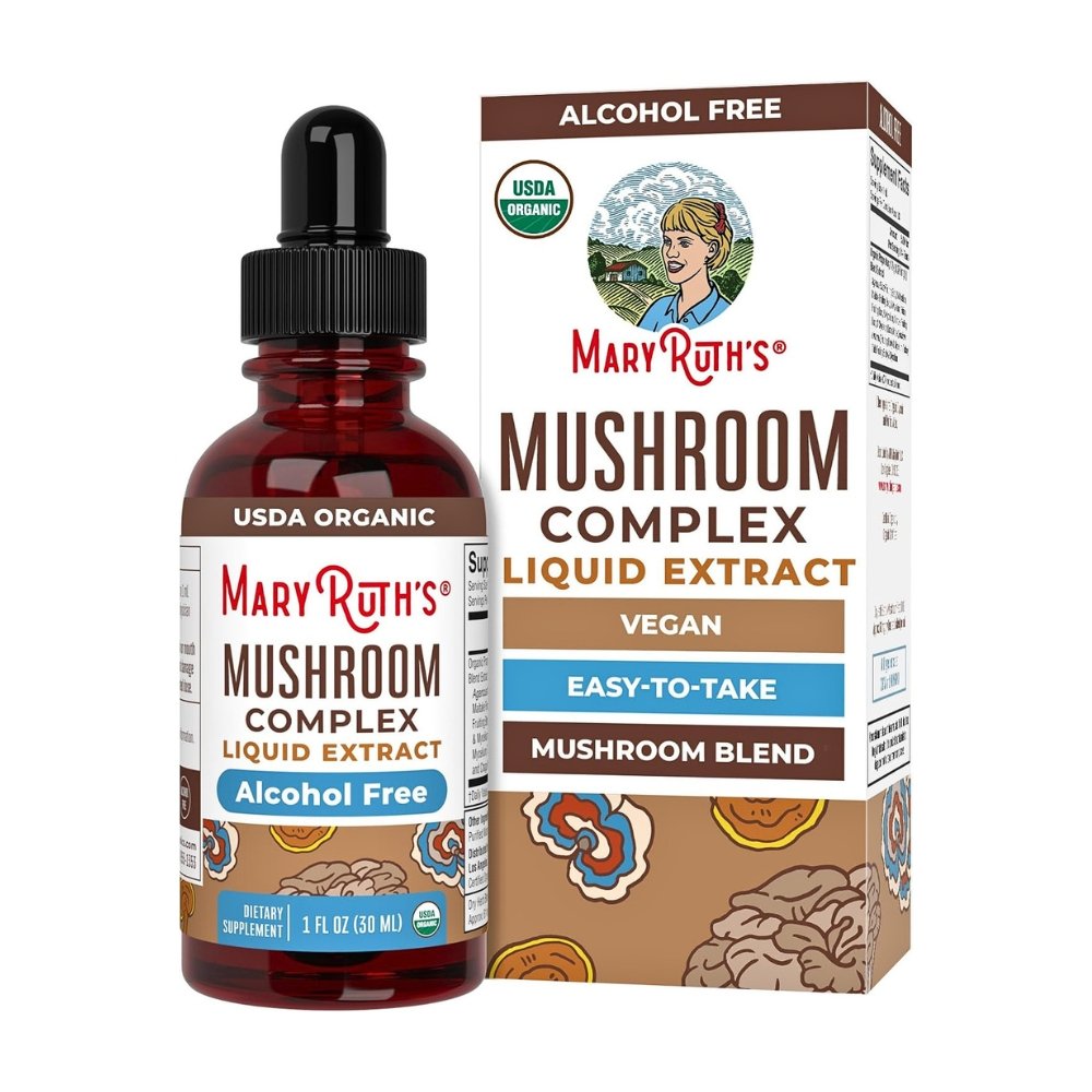 Mary Ruth's Organic Mushroom Complex, Lion's Mane, Turkey Tail Sugar Free. For Energy, Immune Support, Overall Health. 30mls . Exp: 04/2028
