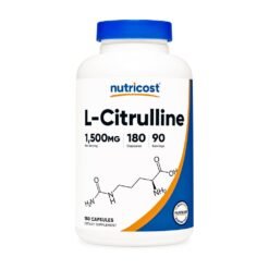 Nutricost L-Citrulline, 1500mg, Nitric Oxide Booster.  For Energy, Improved Blood Flow, Cardiovascular Support, 180 Capsules.    |3 Months Supply|   Exp: 02/2029