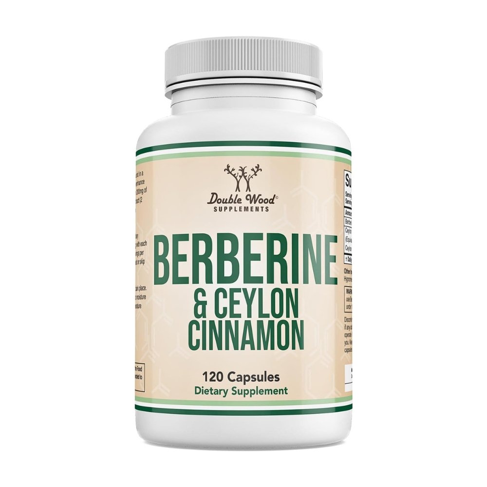 Double Wood Berberine With Ceylon Cinnamon 1000mg. Support For Weight Loss, PCOS, Heart Health, Cholesterol & Metabolic Health- 120 Capsules Exp: 03/2028