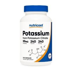 Nutricost Potassium Citrate 99MG. To Maintain Electrolyte Balance, Healthy Heart, Muscle & Nerve Function.   240 Capsules      Exp: 05/2029