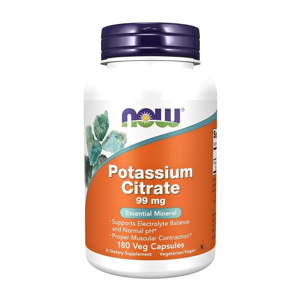 Now Foods Potassium Citrate 99MG. To Maintain Electrolyte Balance, Healthy Heart, Muscle & Nerve Function. 180 Capsules Exp: 02/2030