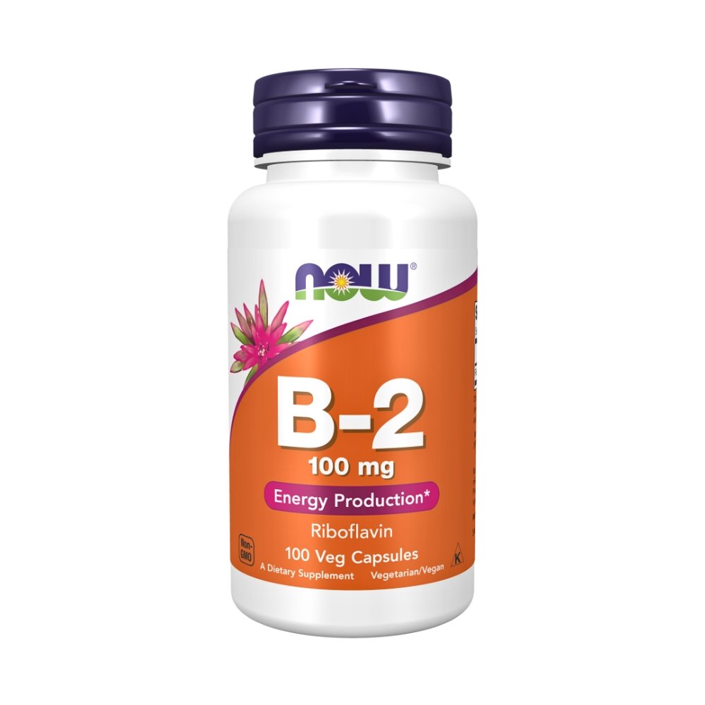 Now Foods Vitamin B2 (Riboflavin) 100mg. For Energy Metabolism, Healthy Nervous System, 100 Vegan Capsules Exp: