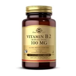 Solgar Vitamin B2 (Riboflavin) 100mg. For Energy Metabolism, Healthy Nervous System,  100 Vegan Capsules                                     Exp: 04/2028