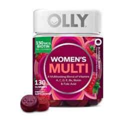 OLLY Women's Daily Multivitamin Gummies, with Vitamins A,D,C,E, Biotin, Folic acid. Support for Energy, Vitality, Wellness, Hair Growth,. Berry Flavour - 130 Gummies.                                                                                                                                                                       Exp: 09/2027