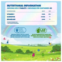 Alternative view of Health4All kids Quercetin With Bromelain, 25mg. For Immune Balance, Allergy Support, 60 Chewable tablets.   Exp: 06/2028