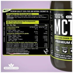 Alternative view of Nature’s Aid Organic MCT (Medium Chain Triglycerides) Oil From Coconut with C8 & C10 . For Brain & Body Fuel, Improved Athletic Performance,  500ml                                                                                                                     Exp: 02/2027