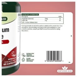 Alternative view of Natures Aid Magnesium Citrate With B6,  750MG. Supports Muscle Relaxation, Bone & Heart Health, Stress Relief.  60 Capsules                                                                         Exp: 06/2028