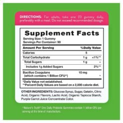 Alternative view of Nature's Truth Probiotic Gummies | 1 Billion CFU | 90 Count | Raspberry Lemon Flavor                                            Exp: