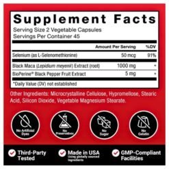 Alternative view of Force Factor Black Maca For Men, 1000mg. Supports Energy, Stamina, Libido, Endurance- 90 Capsules                                                     Exp: 02/2028
