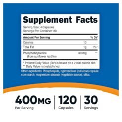 Alternative view of Nutricost Phosphatidylserine 400MG, Gluten Free.  Supports Memory, Focus And Cognitive Function.,   120 Capsules.                                                             Exp: 03/2029
