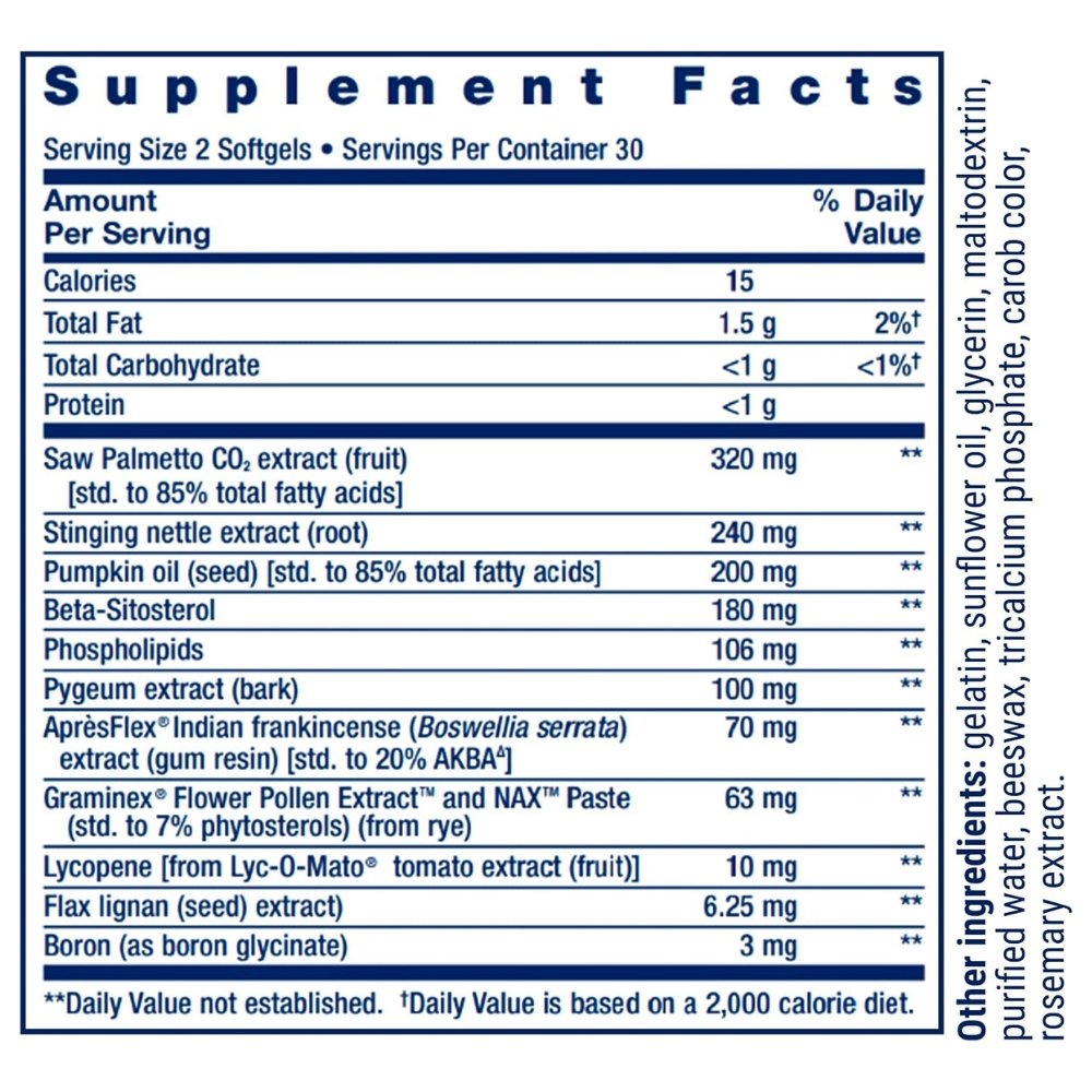 Life Extension Ultra Prostate Formula With Saw Palmetto, Beta-Sitosterol & Lycopene. For Optimal Prostate Health, Bladder Control, Hair Growth & Hormone Health -60 Softgels Exp: 04/2028 - Image 2