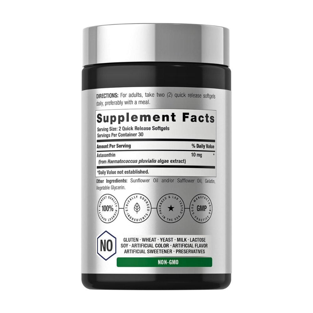 Horbaach Astaxanthin, 10MG. Detoxification, Antioxidant Support for Kidneys, Eye, Skin, Heart. 60 Softgels. |2 Months Supply| Exp: - Image 2