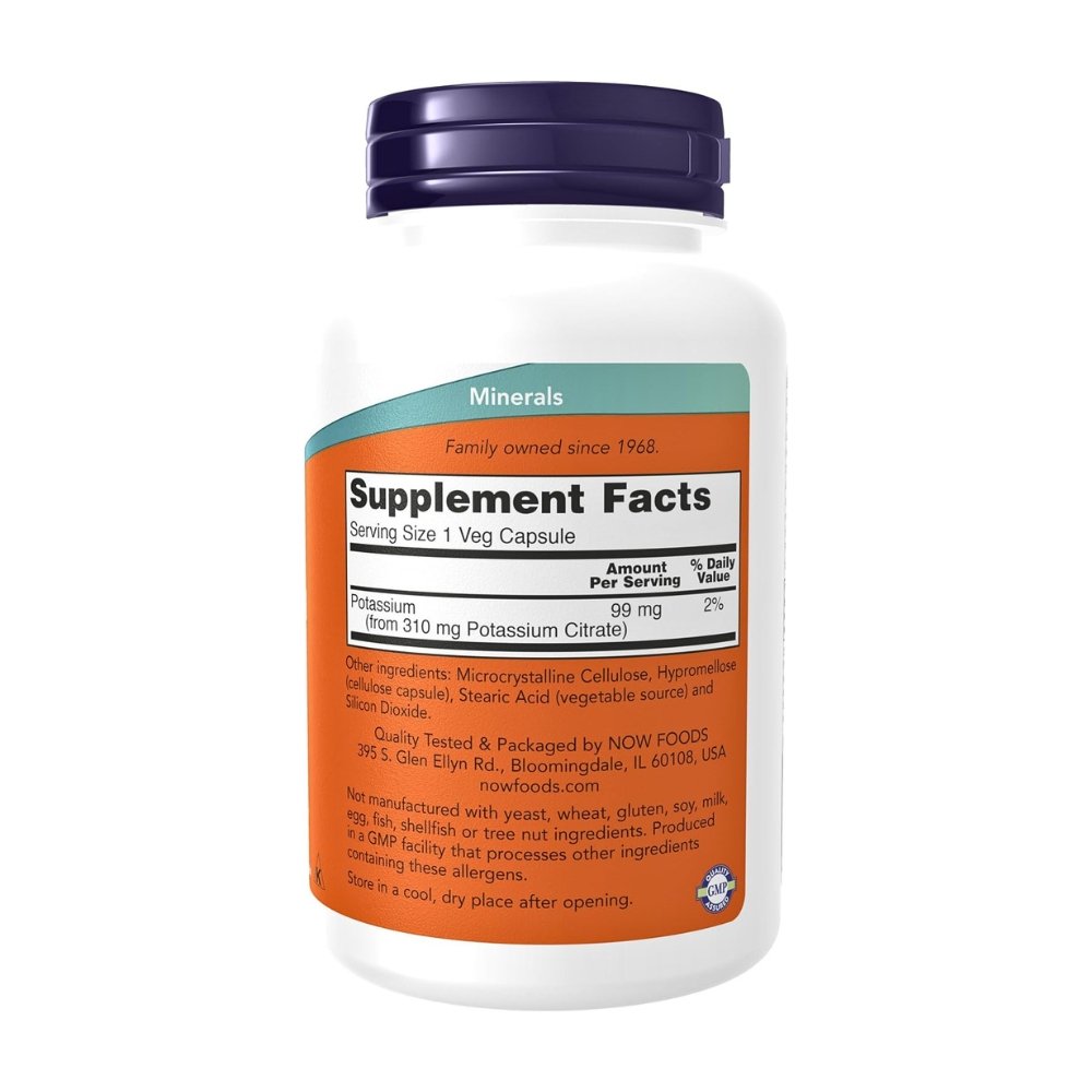 Now Foods Potassium Citrate 99MG. To Maintain Electrolyte Balance, Healthy Heart, Muscle & Nerve Function. 180 Capsules Exp: 02/2030 - Image 2