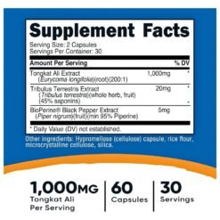 Alternative view of Nutricost Tongkat Ali With Tribulus Terrestis & Bioperine, 1000MG. For Stress Support, Libido, Stamina & Hormonal Balance,  60 Capsules                                                                                                        Exp: 03/2029
