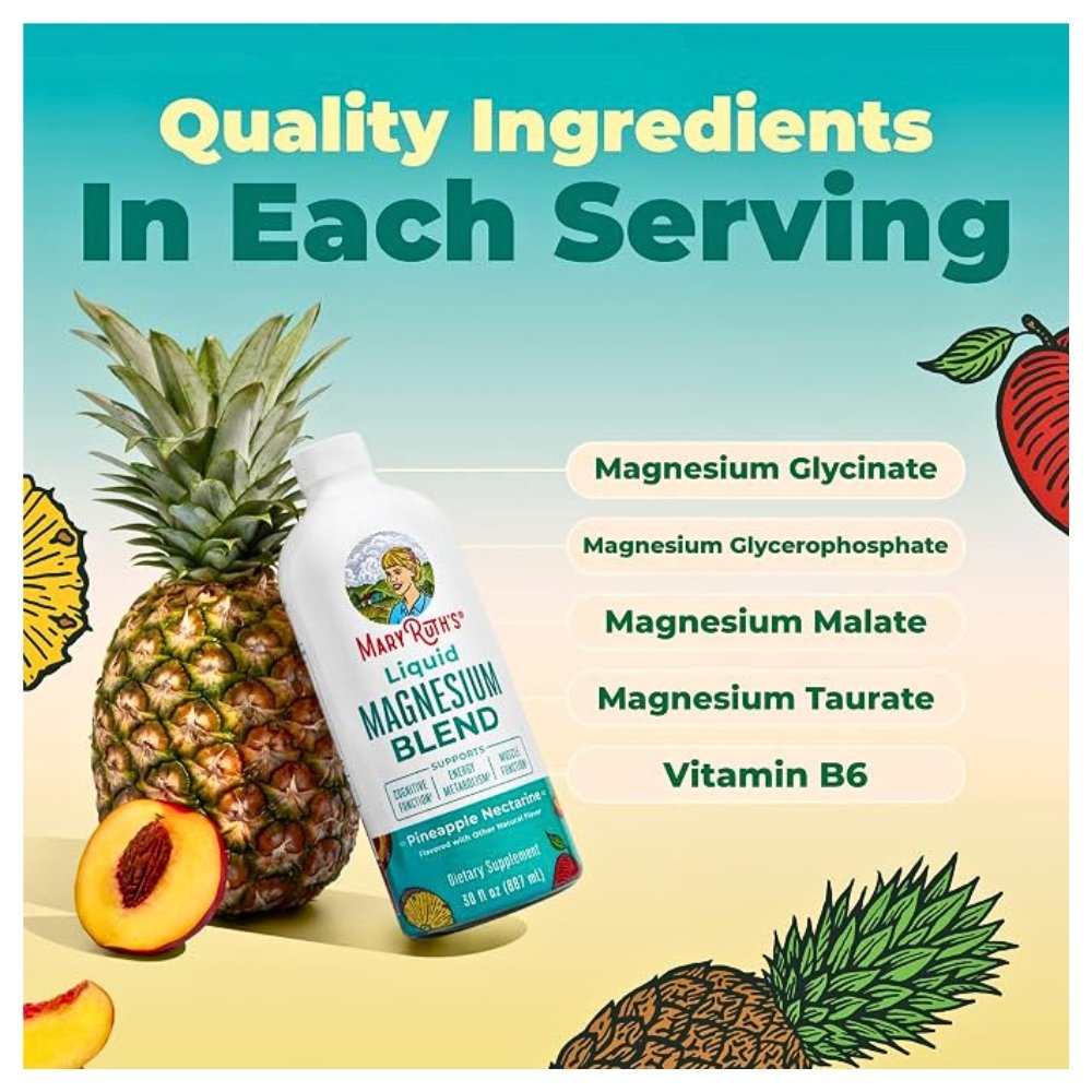 Mary Ruths Liquid Magnesium Blend With Magnesium Bisglycinate, Malate, Taurate & Glycerophosphate, 105MG., Fom Ages 4+. Improves Sleep, Cognitive Function, Electrolyte Balance, Muscle Relaxation, 900mls . Exp: 02/2028 - Image 3