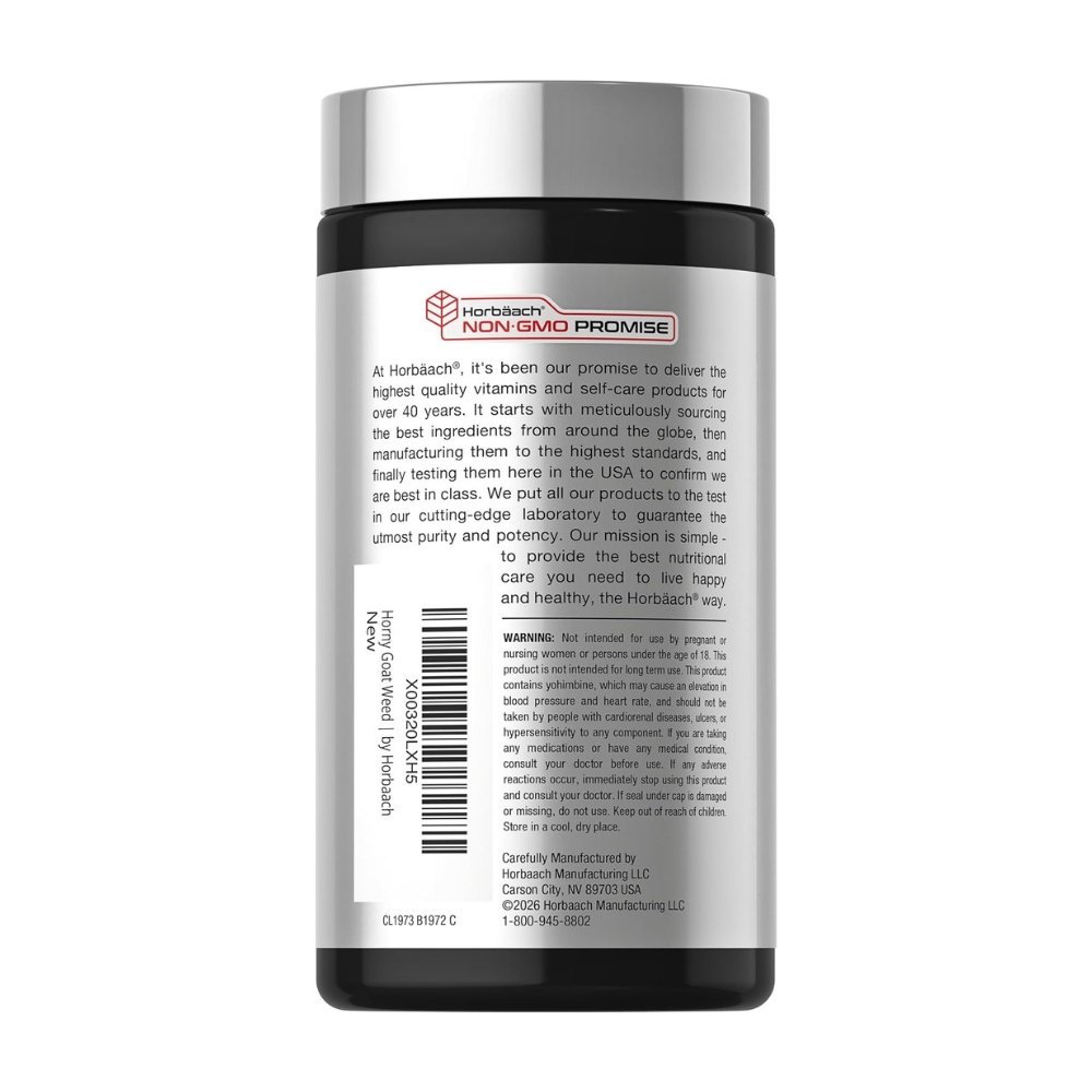 Horbaach Horny Goat Weed Complex with Maca, Tribulus, 10,340Mg. Male Performance Formula. For Improved Libido, Erectile Function & Stamina, 180 Capsules Exp: - Image 3