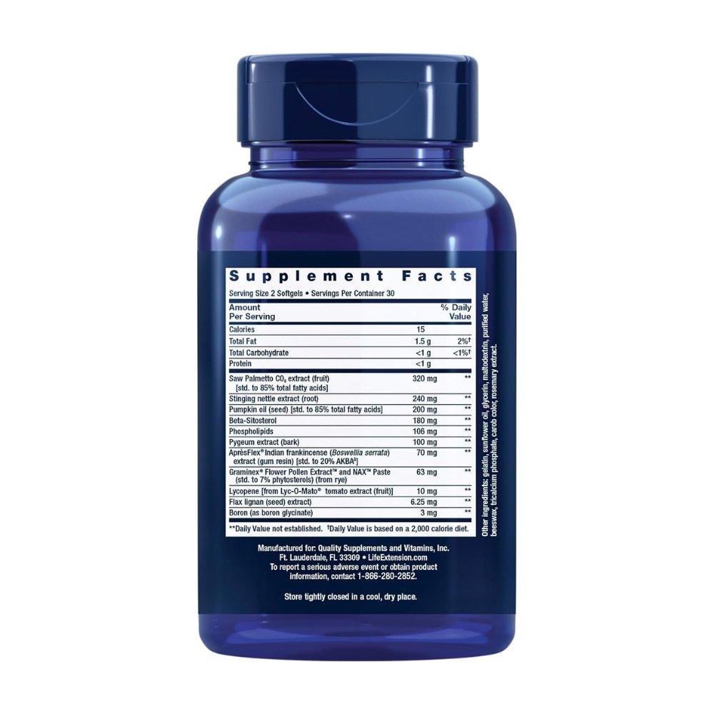 Life Extension Ultra Prostate Formula With Saw Palmetto, Beta-Sitosterol & Lycopene. For Optimal Prostate Health, Bladder Control, Hair Growth & Hormone Health -60 Softgels Exp: 04/2028 - Image 4