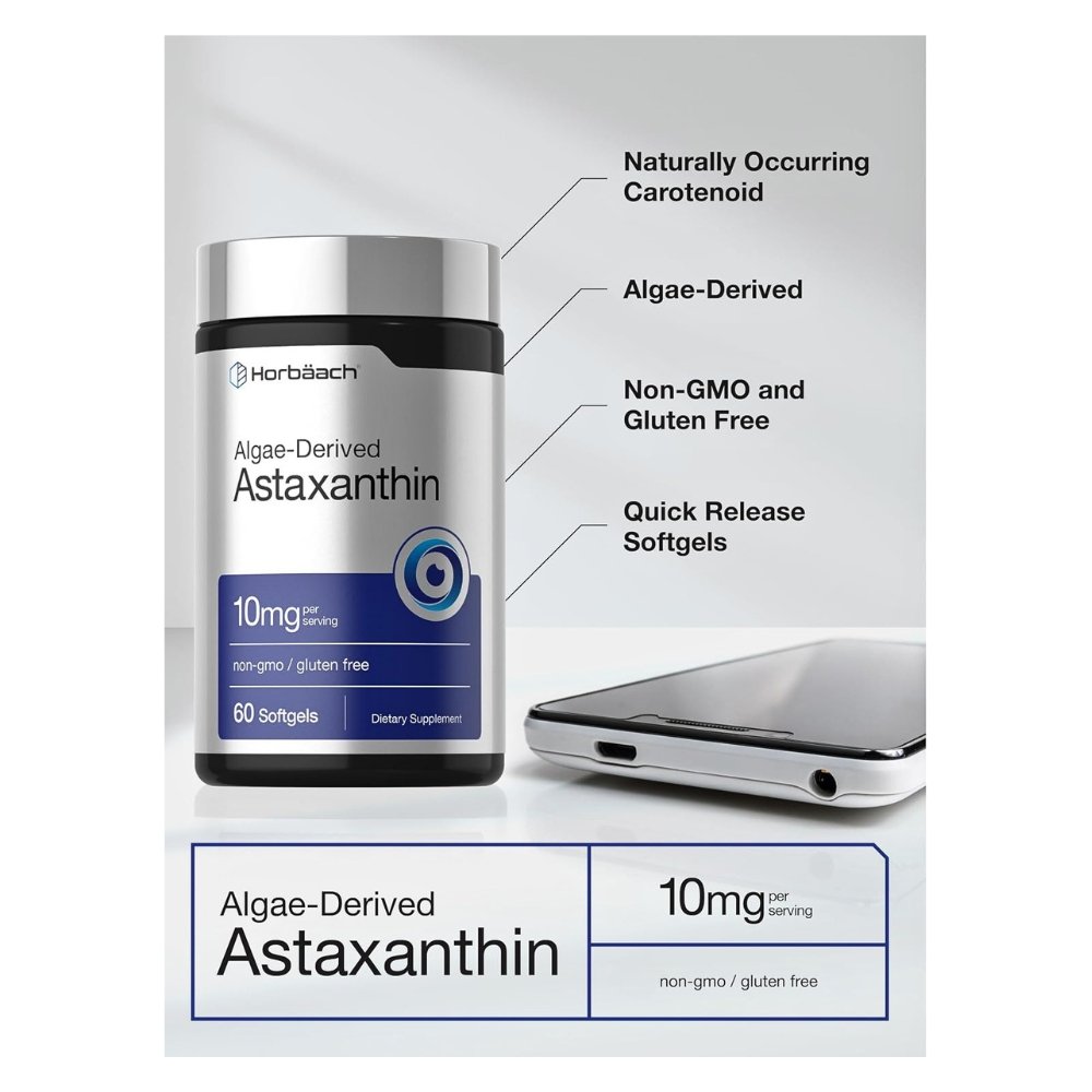 Horbaach Astaxanthin, 10MG. Detoxification, Antioxidant Support for Kidneys, Eye, Skin, Heart. 60 Softgels. |2 Months Supply| Exp: - Image 4