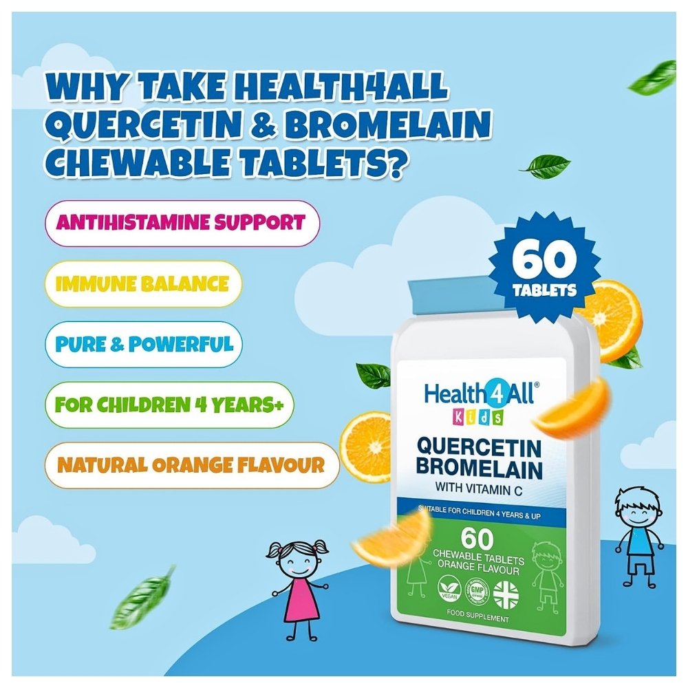 Health4All kids Quercetin With Bromelain, 25mg. For Immune Balance, Allergy Support, 60 Chewable tablets. Exp: 06/2028 - Image 5