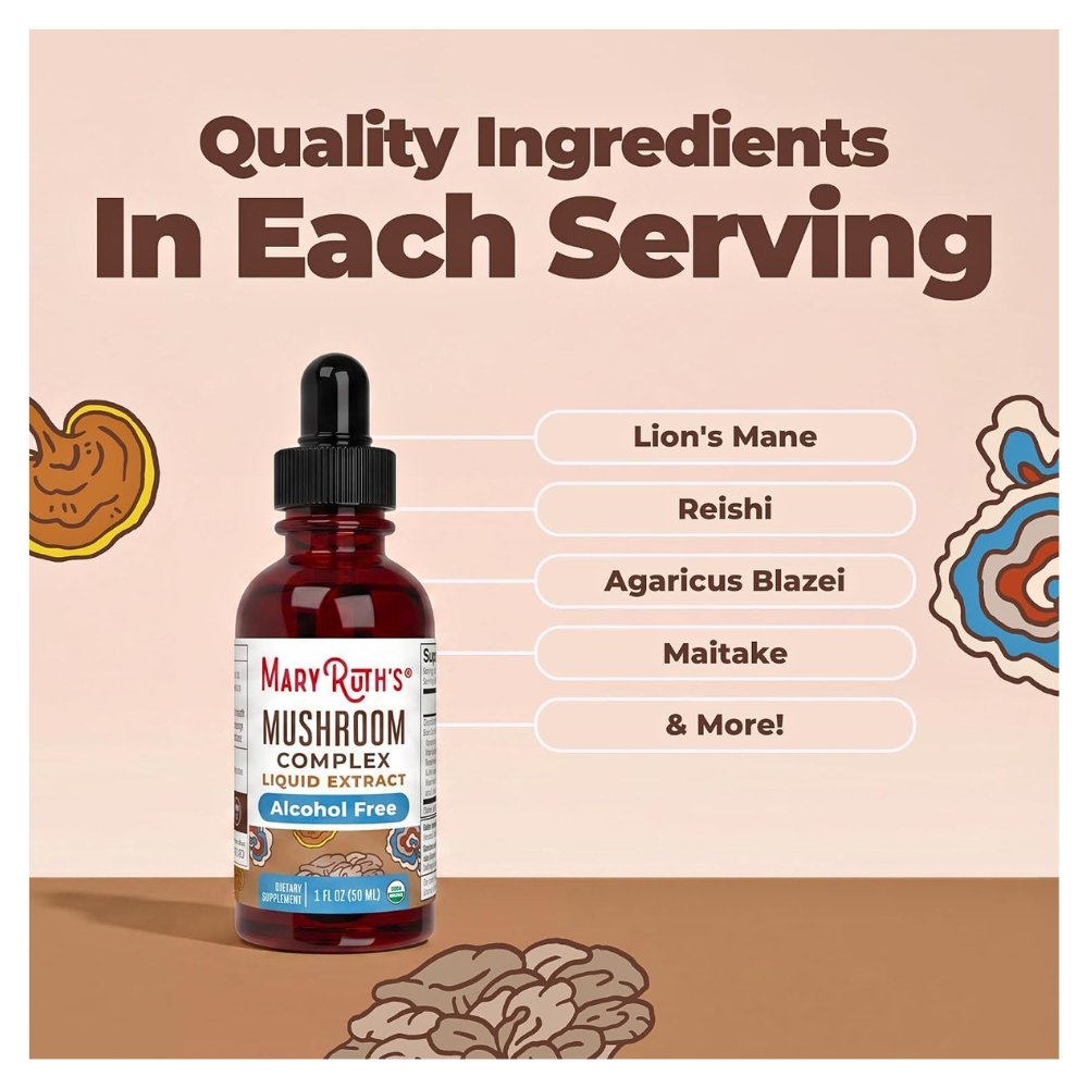 Mary Ruth's Organic Mushroom Complex, Lion's Mane, Turkey Tail Sugar Free. For Energy, Immune Support, Overall Health. 30mls . Exp: 04/2028 - Image 6