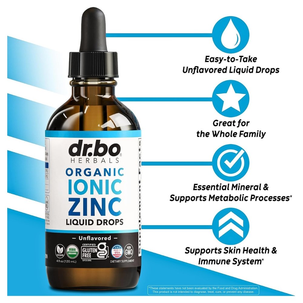 Dr Bo's Organic Ionic Zinc Liquid Drops For Adults & Kids. For Immune Support, Growth & Development, Healthy Skin & Improved wound healing, 120mls Exp: - Image 6