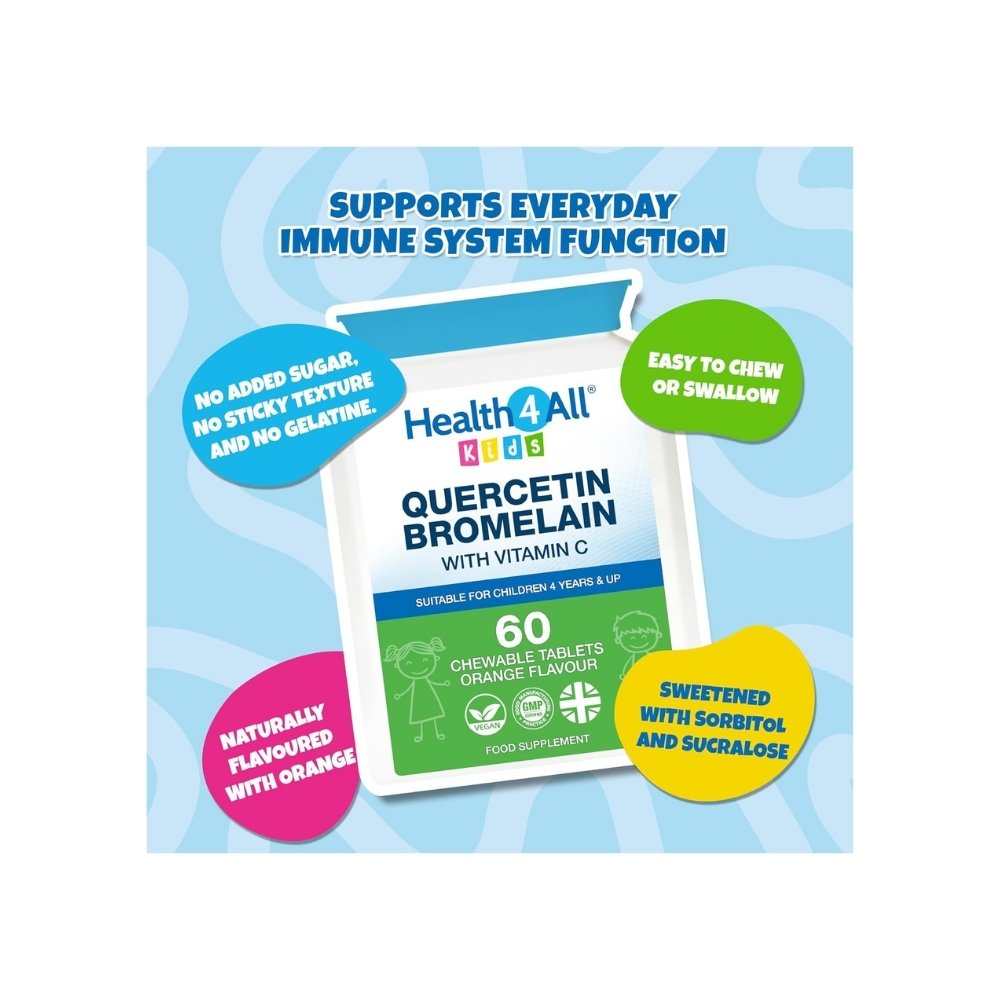 Health4All kids Quercetin With Bromelain, 25mg. For Immune Balance, Allergy Support, 60 Chewable tablets. Exp: 06/2028 - Image 6