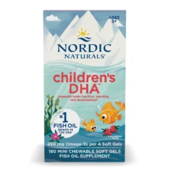 Nordic Naturals Children’s DHA, Strawberry. Support For Brain, Eyes, Nerve Development & Function.      - 180 Chewable Soft Gels  -                     Exp: 06/2030