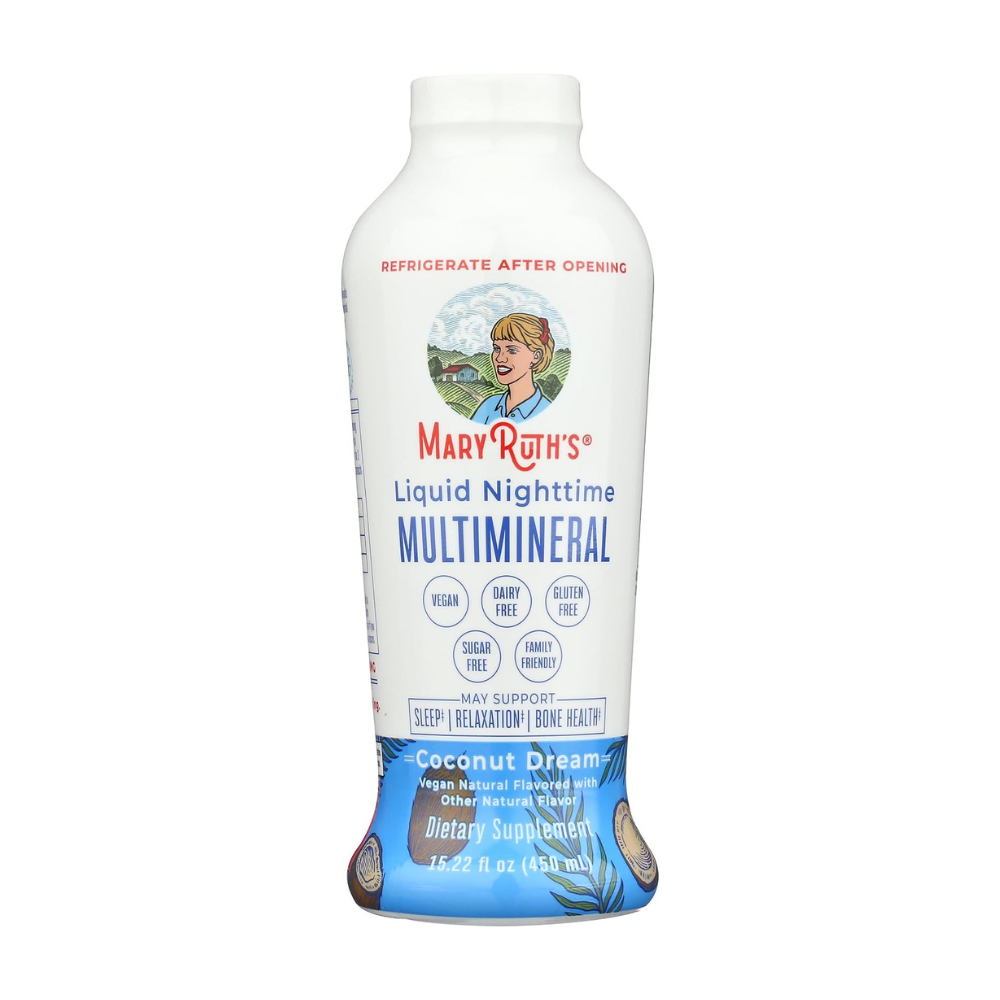 Mary Ruth's Nighttime Liquid Multimineral + Skin Renew With Sepitone. Clinically Shown in Women to Reduce Fine lines, Wrinkles & Improve Skin Firmness, 450ML. Exp: 01/2028