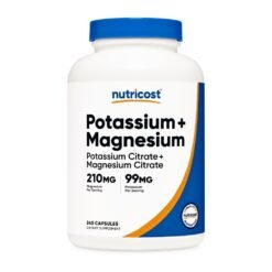 Nutricost Potassium (99mg) Magnesium (210 mg) Citrate. For Fluid  Balance, Muscle Function, Nerve Signaling   240 Capsules     Exp: