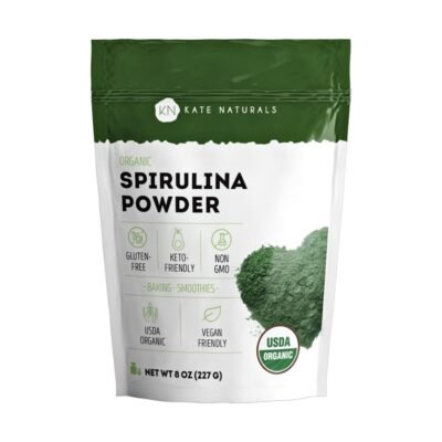 Kate Naturals Organic Spirulina 3000mg. Detoxification, Antioxidant, Blood Pressure Support, Healthy Skin, Superfood .  227G    Exp: 01/2028