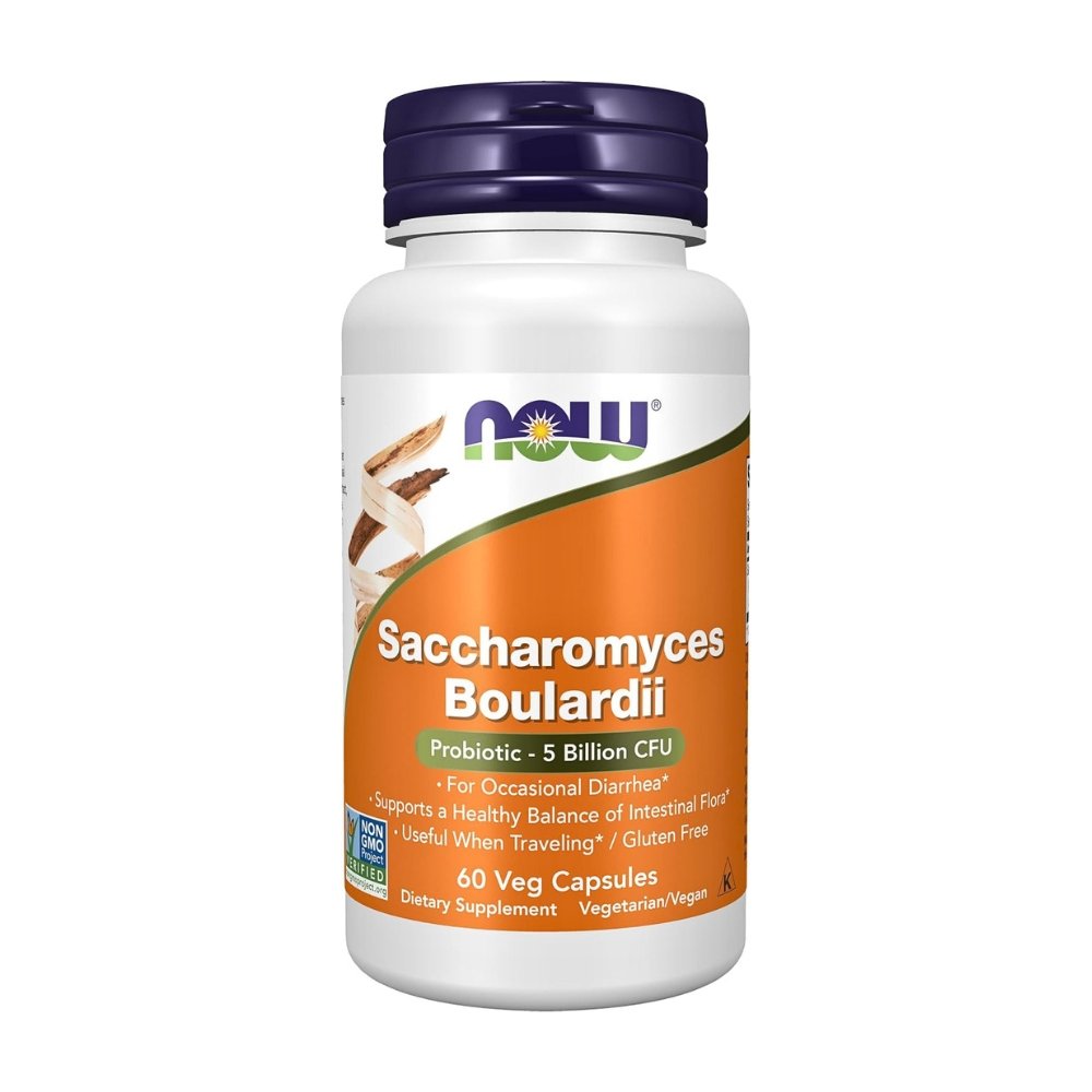 Now Foods Saccharomyces Boulardii Prebiotics. For Digestive Health & Intestinal Tract Support, 10 Billion CFU Per Serving, 60 Capsules. Exp:08/2028