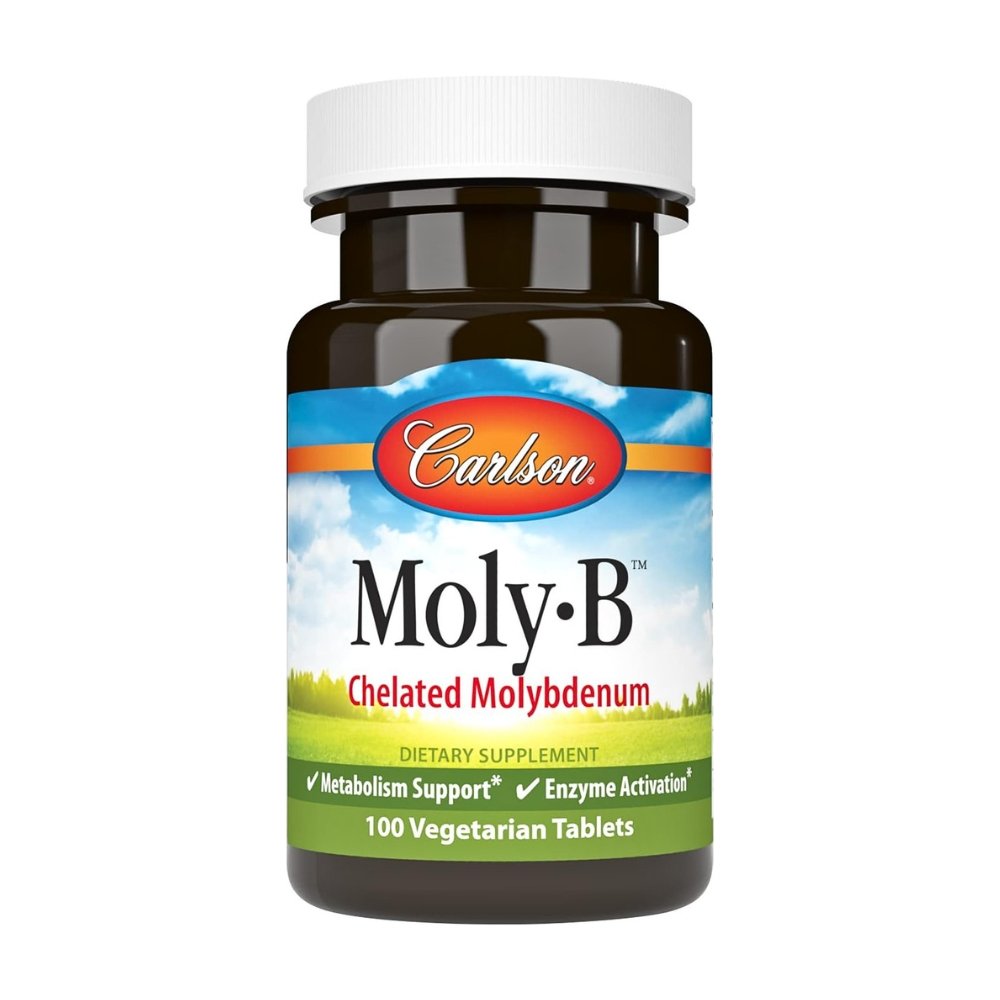 Carlson Moly-B, Molybdenum Glycinate 500MCG. For Metabolic Balance, Detox Support, 100 Tablets. Exp: 09/2030
