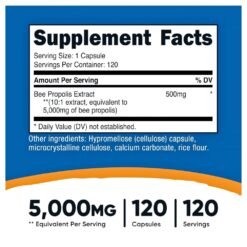 Alternative view of Nutricost Bee Propolis Extract, Vegetarian, GMO-Free. For Immune Defense, Antioxidant & Antinflammatory Support,  120 Capsules                                                  Exp:11/2028