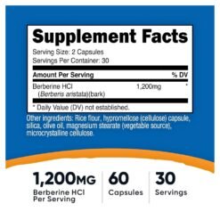 Alternative view of Nutricost Plant Based Berberine 1200mg. For Metabolic Health, Healthy Blood Sugar, Weight Management    -60 Capsules              Exp:02/2029