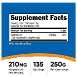 Alternative view of Nutricost Magnesium Glycinate, 2100MG. For Blood Pressure Control, Improved Sleep, Bone Health,      227G                              Exp: 04/2029