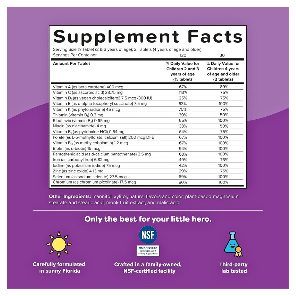 Renzo's Picky Eater Kids Multivitamin with Iron. 18 Essential vitamins & Minerals to fill Nutritional gaps, Boost Apeetite, 60 Dissolvable Tabs, Exp: - Image 2