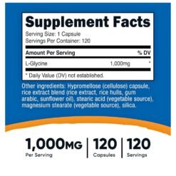 Alternative view of Nutricost L-Glycine 1000mg. For Collagen, Inflammation, Sleep Support    120 Capsules     Exp: 04/2029