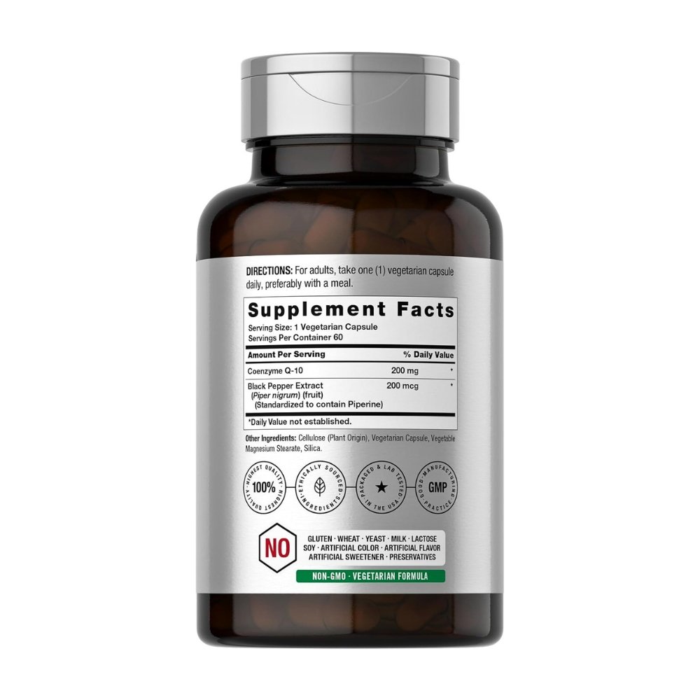 Horbaach Highly Absorbable CO-Enzyme Q10 With Black Pepper Extract, 200MG Supports Heart Health, Well Aging, 60 Quick release Softgels Exp: 05/2029 - Image 2