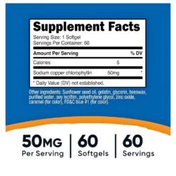 Alternative view of Nutricost Chlorophyll, 50 MG. Detoxification Support, Antioxidant, Promotes Healthy Skin, Internal Deodorant,  60 Softgels.      Exp: