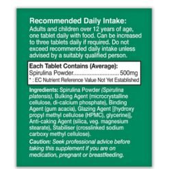 Alternative view of Health aid Spirulina, 500mg Powder. Detoxification, Antioxidant, Blood Pressure Support, Healthy Skin, Superfood,  60 Tablets    Exp: 04/2029