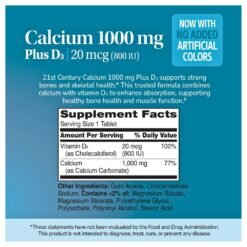 Alternative view of 21ST Century Calcium & Vitamin D3, 1000MG with 400IU.  Support For Bone Health, Strong Teeth, Muscle & Nerve Function, 90 Tablets                                            Exp: 04/2029