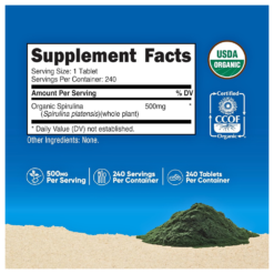 Alternative view of Nutricost Organic Spirulina ,500mg. Detoxification, Antioxidant, Blood Pressure Support, Healthy Skin, Superfood,  240 Tablets    Exp: 04/2029