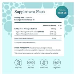 Alternative view of Youtheory Ashwagandha With Organic KSM-66, 1000 mg. Herbal Blend To Support Stress Relief, Mood & Energy Levels, 60 Capsules              Exp: