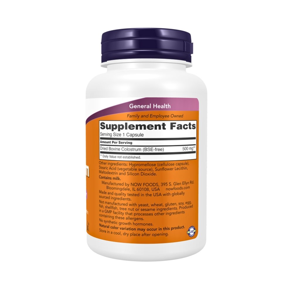 Now Foods Colostrum, Immunoglobulin & Lactoferrin, 500MG. For Immune Support, Gut Health, Digestive Wellness, Exercise Recovery. 120 Capsules Exp: 6/2029 - Image 2