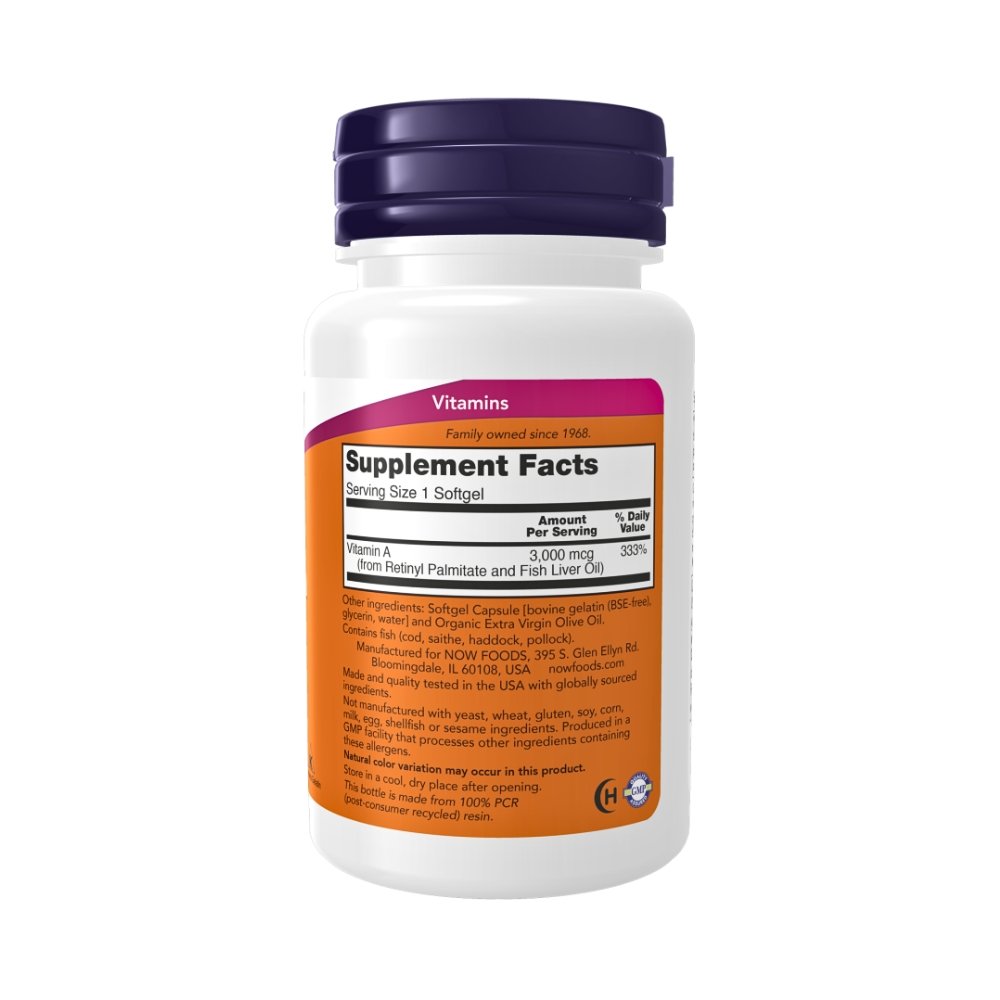 Now Foods Vitamin A 120,000 IU (3000mcg). For Eye Health, Immune Support, Essential Nutrition, 100 Softgels Exp: 03/2028 - Image 2