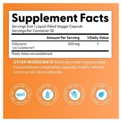 Alternative view of Doctor's Best Postbiotic Butyrate, Tributyrin, 300MG. For Gut Health,  Intestinal Barrier Support, Microbiome Support   30 Liquid Capsules     Exp: